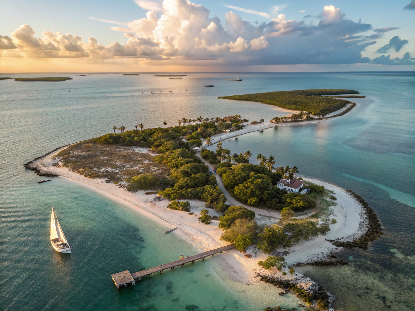 Tropical highway crossing the open waters of the Keys