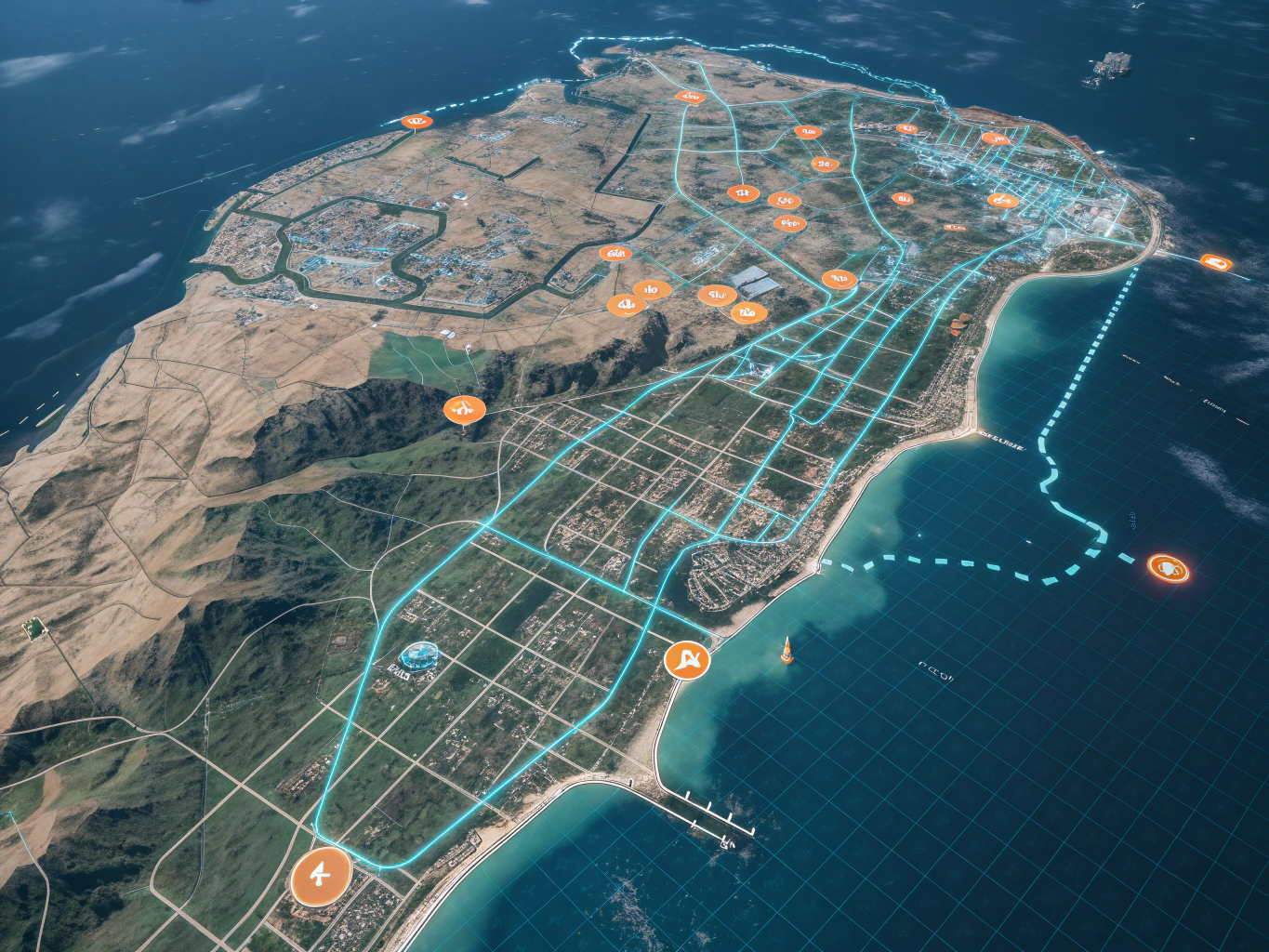 State of Leonida satellite and tactical boundary map visual