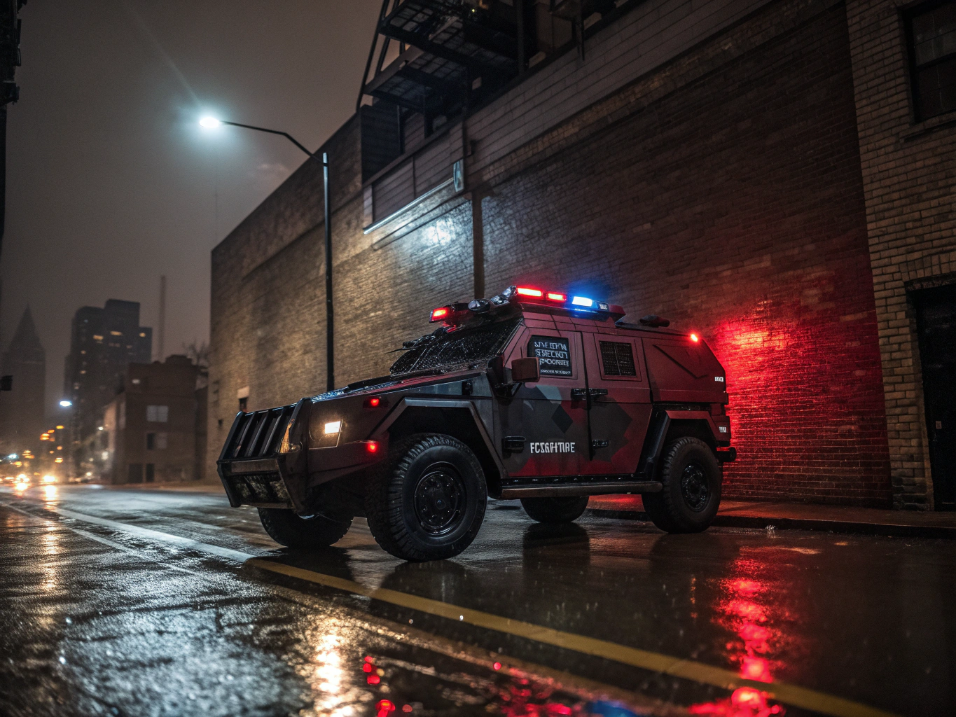 Armored enforcement vehicle with tactical body plating